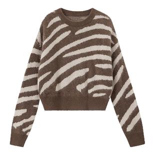 Jamor加墨咖色毛衣套头毛针织衫2025冬季新款时尚简约圆领毛衫