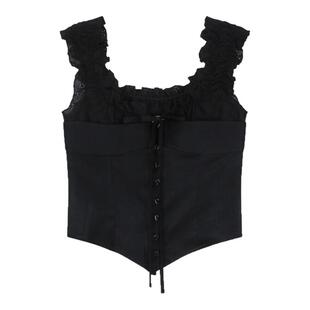 Cjxnh蕾丝一字肩吊带上衣辣妹抹胸开衫显瘦百搭韩系褶皱ins风25夏