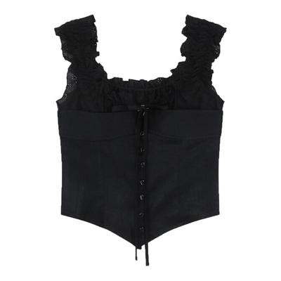 Cjxnh蕾丝一字肩吊带上衣辣妹抹胸开衫显瘦百搭韩系褶皱ins风25夏