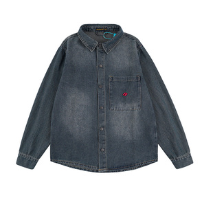 黑劲大码男装春季美式水洗复古牛仔外套男加大宽松休闲夹克上衣