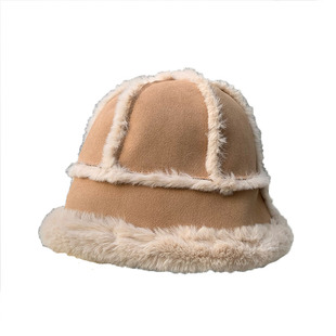 冬日温暖韩版Lisa同款敲舒服毛绒渔夫帽时尚加厚帽子女秋冬盆帽
