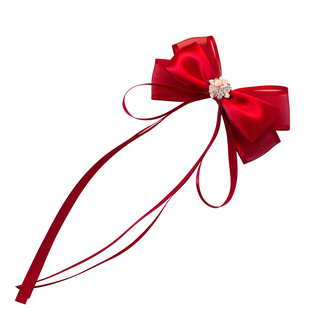 2025新款头饰头饰女宝发卡儿童头饰发饰大红色蝴蝶结发夹头花女童