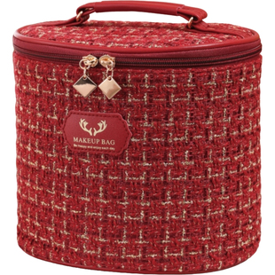 化妆包小香风高级感硬壳立体圆筒大容量手提护肤化妆品收纳包网红