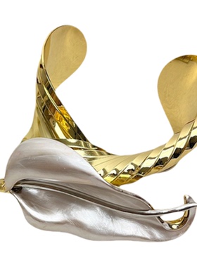 欧美夸张金属鸢尾花宽版开口手镯