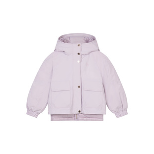 hazzys哈吉斯童装女童羽绒服冬新中大童三防连帽保暖外套