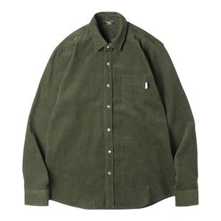 马登巴恩风复古灯芯绒衬衫宽松内搭休闲翻领长袖衬衣上衣秋季女