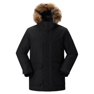 LAFUMA户外秋冬防风防泼水派克鹅绒羽绒服男可拆卸大毛领保暖外套