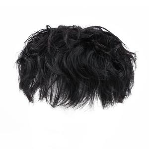 假发男短发真发莱斯利烫发头顶补发片隐形无痕手织男生羊毛卷发套