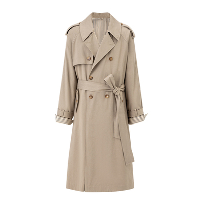 BALIANG「捌樑」 桓'huan' 假两件撞色条纹长款天丝棉风衣外套