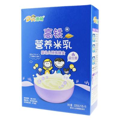 迪萌高铁营养米乳益生菌225克盒装婴幼儿米乳米糊细腻米乳铁锌钙