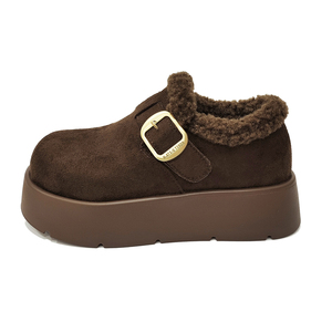 加绒保暖厚底增高磨砂皮勃肯鞋2025冬新款时尚百搭休闲舒适女棉鞋