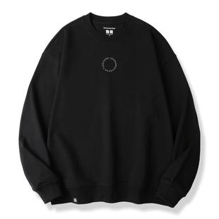 真维斯盖尔大码品牌无性别男女装重磅400g卫衣套头圆领黑色打底衫