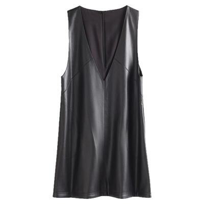 海宁真皮马夹连衣裙显瘦背心裙子