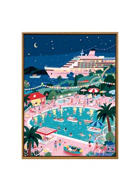 海变泳池派对diy数字油画装饰画