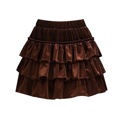 秋冬加厚芭蕾风金丝绒a字蛋糕裙