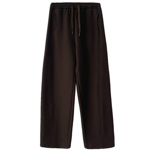 桑蚕丝显瘦垂感加绒窄版弯刀裤女秋冬裤子宽松直筒窄版休闲阔腿裤