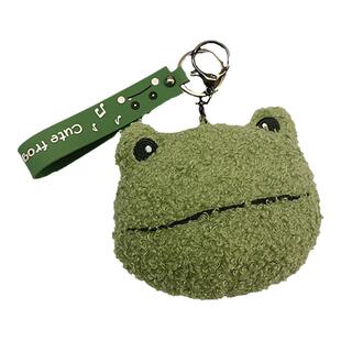可爱网红青蛙毛绒创意零钱包ins情侣青蛙挂件 卡包口红耳机收纳包