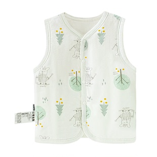 哥比兔春秋新生婴儿男女宝宝加薄棉背心保暖对开马甲上衣