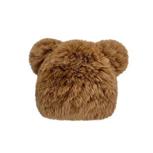 真兔毛可爱小熊耳朵帽子女秋冬毛线帽加厚防寒保暖毛绒皮草毛毛帽