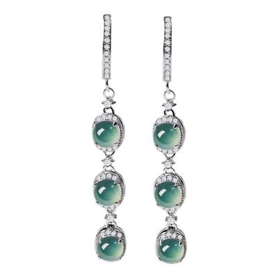 宫里上新天然翡翠古风长款耳环