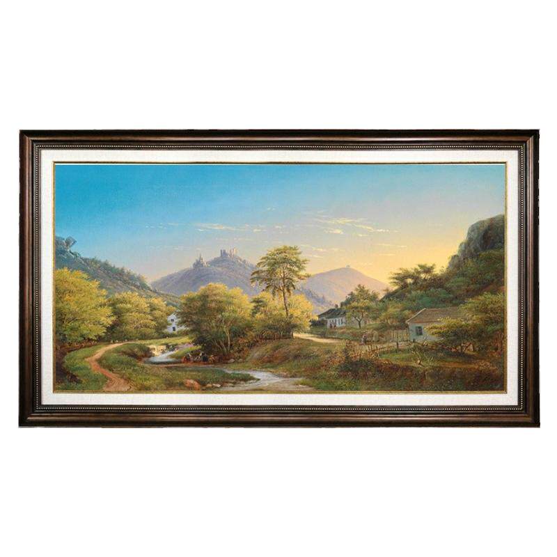 横版古典美式山水高清喷绘风景画