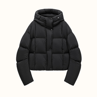 白弓镰刀袖短款宽松羽绒服外套女新国标90白鸭绒大衣冬新款52797