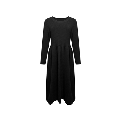 NAZ那子大码冬季2/28支安迪绒高弹丝胖mm圆领坑条针织显瘦连衣裙