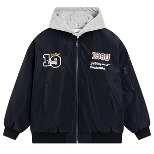 男童冬装超好看可拆卸连帽棒球棉服2025新款儿童防水加厚夹棉外套