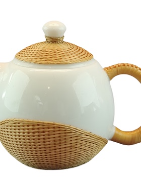 中国非遗纯手工竹编茶壶中国风编织茶具泡茶壶商务送礼送外国人