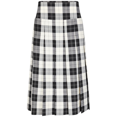 宝姿PORTSPURE女装黑白格纹减龄学院风百褶半身裙