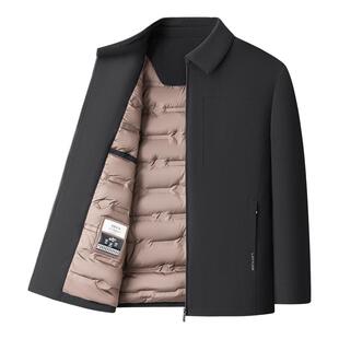 [鹅绒/无缝压胶]梦特娇男士翻领羽绒服25冬季商务夹克外套保暖厚J