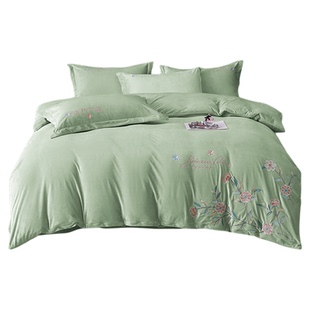 冬季加厚蚕丝绒床上四件套刺绣2025双面蚕丝绒珊瑚绒被套床单保暖