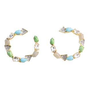 美国鬼才设计师C形彩色宝石镶钻耳环复古轻奢高级感小众设计耳饰