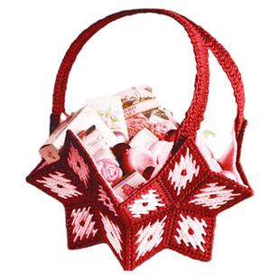 手工立体绣3D十字绣新款客厅毛线绣花瓶五角星花篮收纳盒制作材料