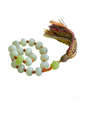 天然和田玉青海料十八子佛珠