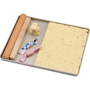 12寸金色不粘牛轧糖盘家用烘焙蛋糕蔓越莓饼干长方形烤盘模具工具