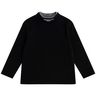 小象汉姆童装男童打底衫儿童假两件德绒半高领内搭2026冬新款潮