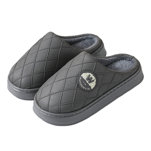 棉拖鞋男士冬季2025新款室内家居防滑保暖防水老人毛拖鞋男款厚底