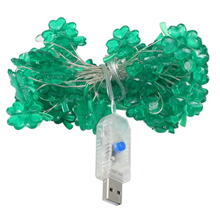 四叶草绿植物铜线灯串迷你三叶草星星装饰礼品盒氛围灯幸运草闪灯