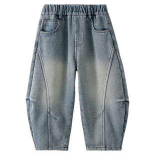 男童加绒牛仔裤2026秋冬新款儿童加绒加厚一体绒保暖长裤子冬装