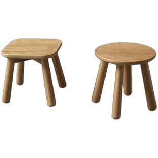 非晚白橡木小凳子纯实木板凳木制方凳原木矮凳北欧榫卯门口换鞋凳