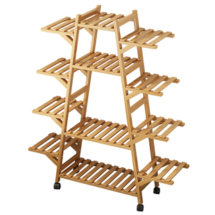 简约竹制多层阶梯花架可移动家用落地式绿植架室内客厅阳台置物架