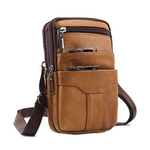 真牛皮手机包防水耐磨穿皮带手机腰包户外旅游大容量斜挎单肩包
