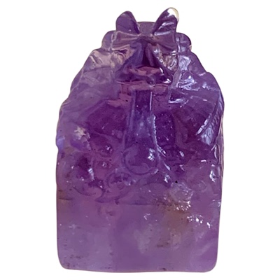 天然紫水晶雕刻蟠龙印章龙戏水