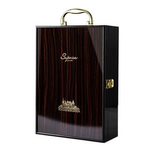 新款高档双支装红酒礼盒包装盒高档2瓶红酒皮盒时尚酒盒可定制