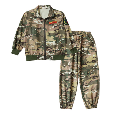纯棉儿童迷彩服套装解放军警官服