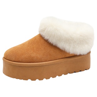 人本雪地靴女款2025冬季新款加绒加厚东北防滑皮毛一体保暖大棉鞋