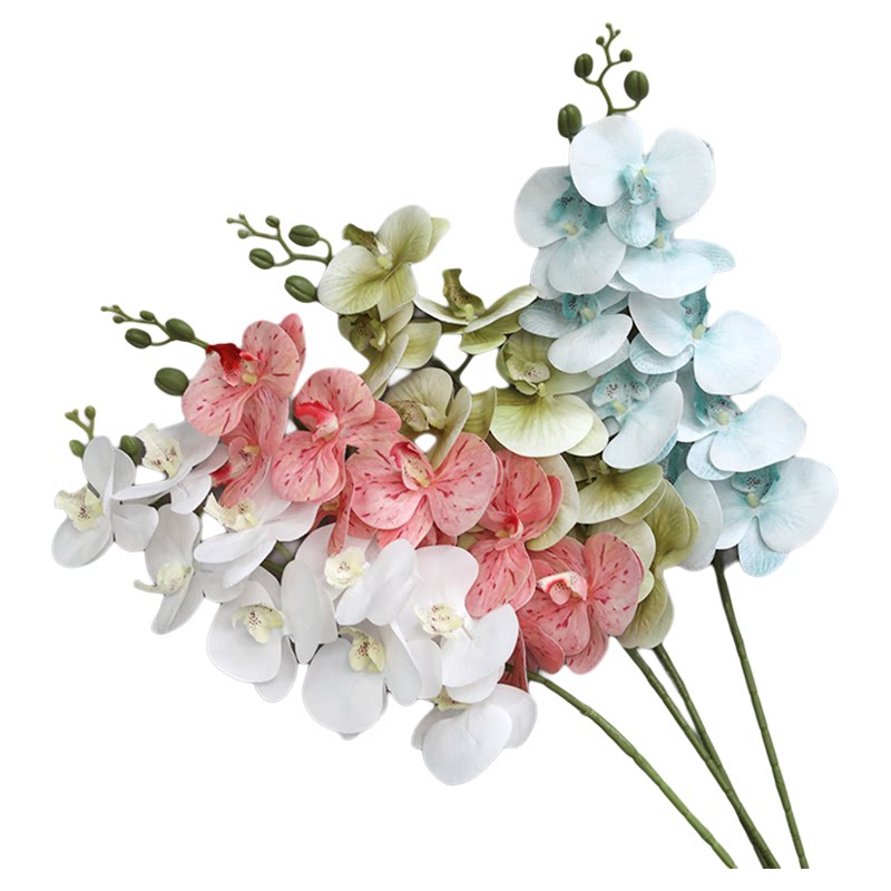 蝴蝶兰仿真花白色黄色婚庆插花装饰仿生花兰花艺婚礼绢花批发假花