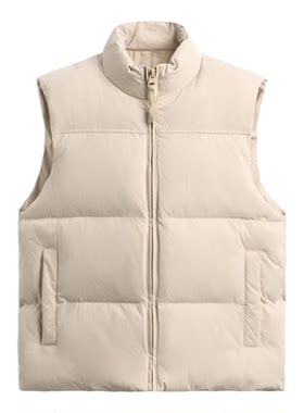 修身直筒立领无袖棉服背心