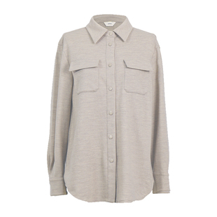 HONRN/红人休闲气质长袖羊毛外搭衬衫外套女上衣春秋HH33OC058